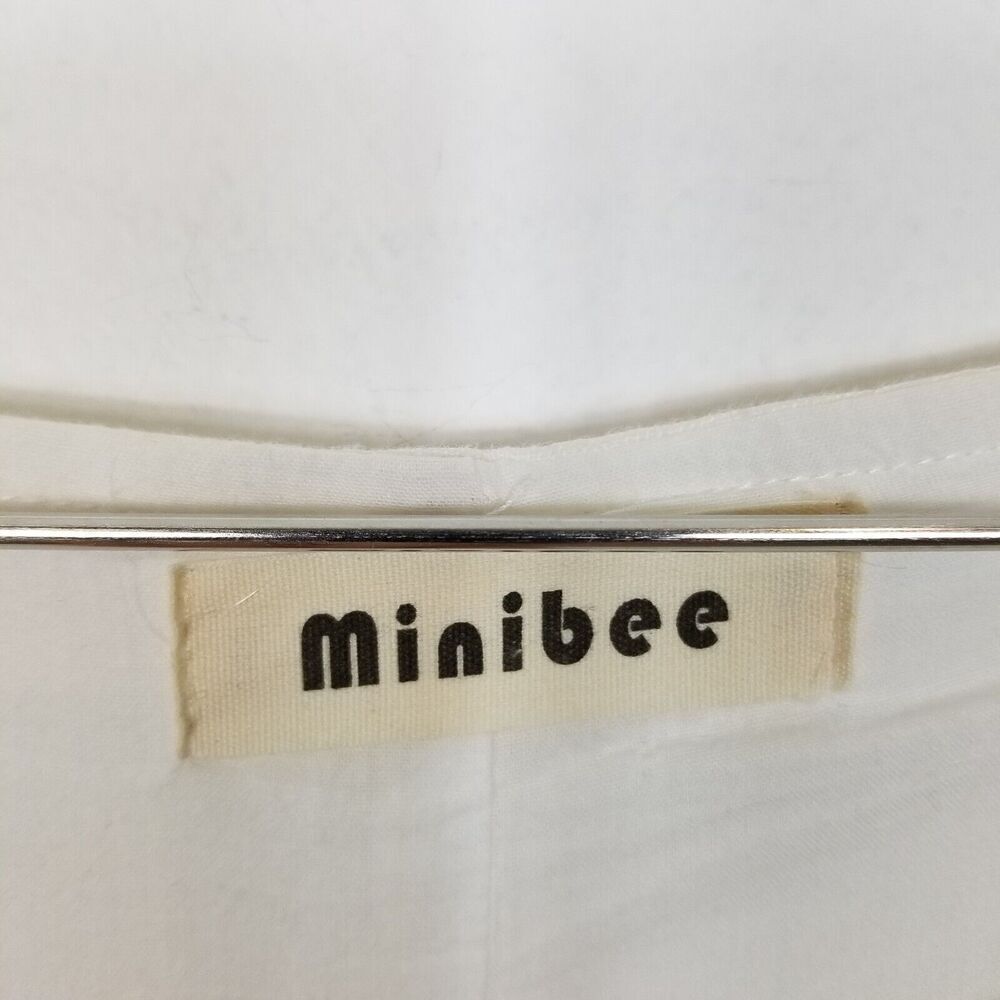 Minibee Women Linen Lagenlook Midi Dress Size‎ S/M White Relaxed Short Sleeve - Picture 8 of 9